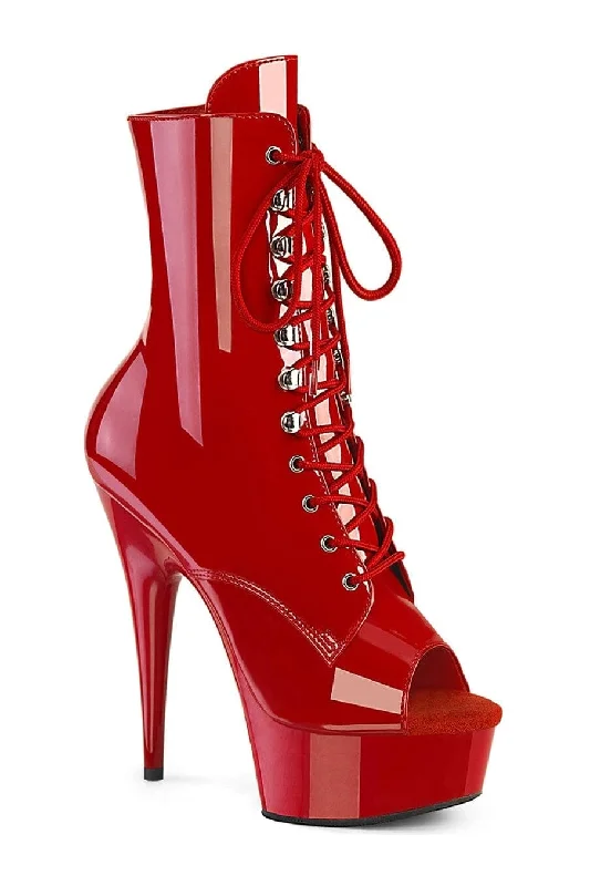 DELIGHT-1021 Red Patent Ankle Boot