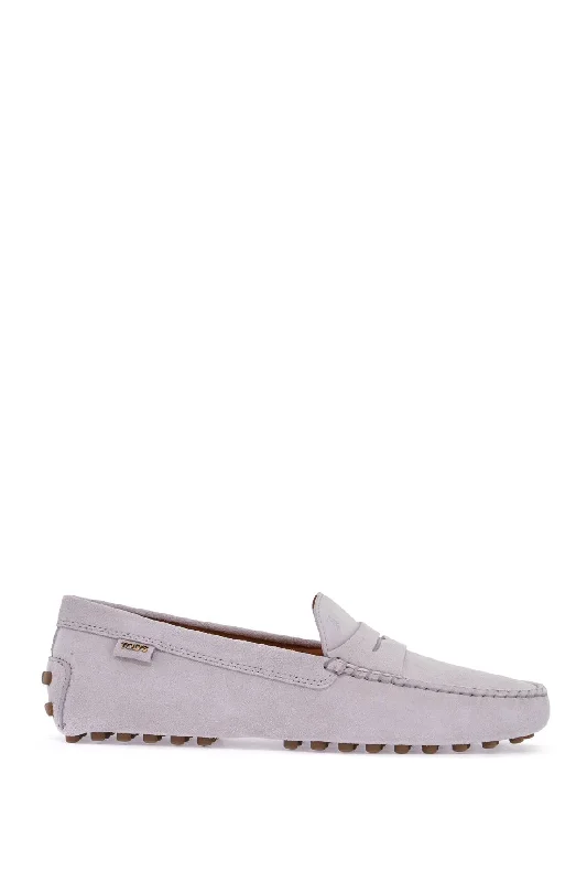 Tod's Light Grey Suede Leather Driving Moccasin