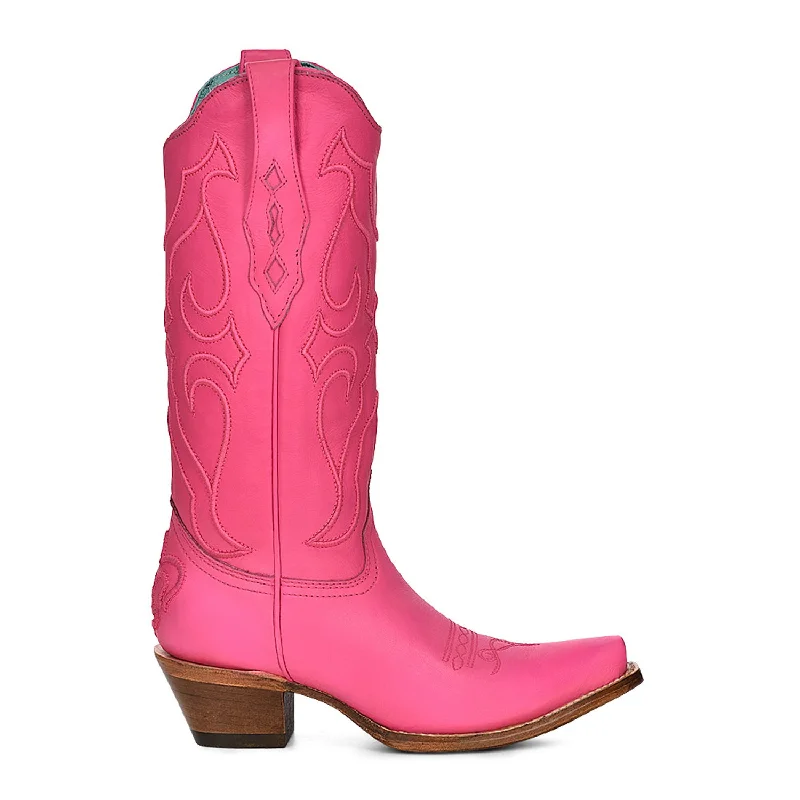 Corral Womens Embroidery Snip Toe Z5138 Fuchsia Cowhide 13in Cowboy Boots