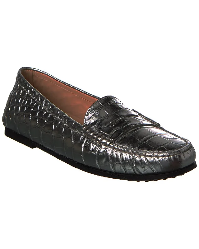 TOD’s Gommino Croc-Embossed Leather Loafer