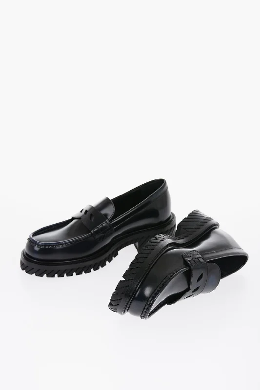 Off-White Leather Combat Penny Loafers With Carrion Sole