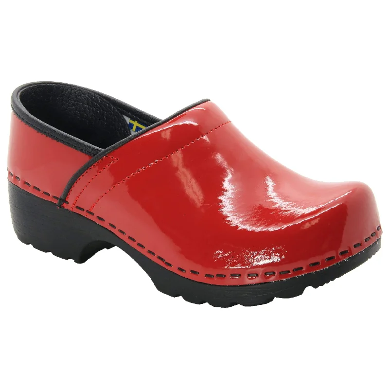 BJORK Women's Swedish Professional Red Patent Leather Clogs - CLOSEOUT