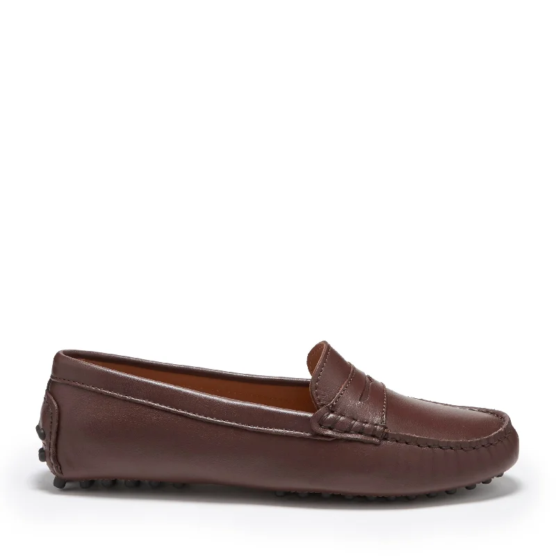 Women's Penny Driving Loafers, brown leather