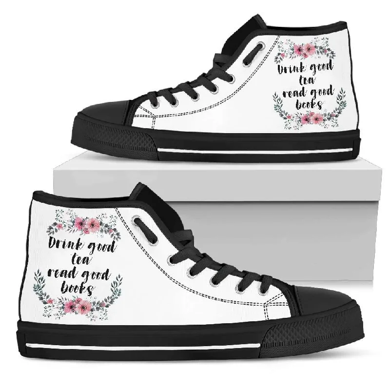 "Good books"Bookish high top women's shoes