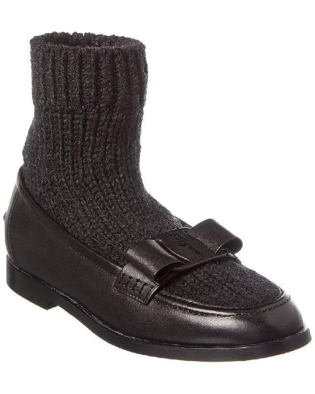 Ferragamo Vivaldo Knit & Leather Loafer