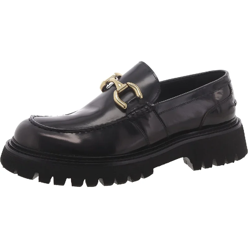 Zylo Womens Patent Leather Lugged Sole Loafers