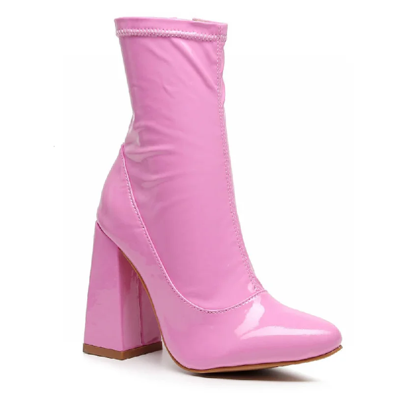 La Gogo Ankle Boot - Pink Wet Look - Street Sole