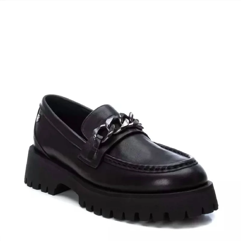 Women's Leather Moccasins In Black