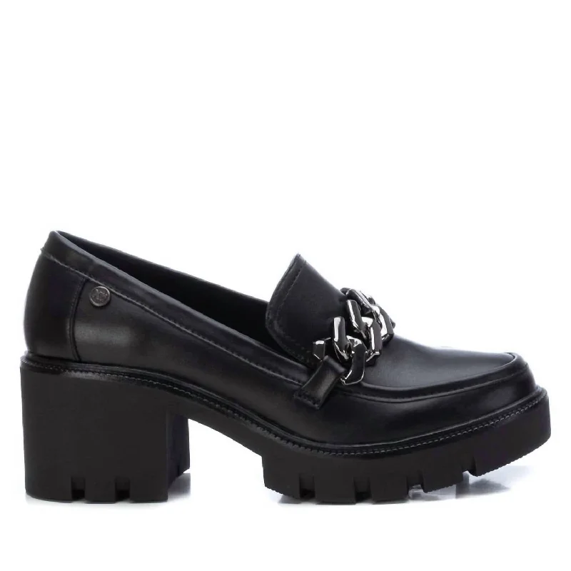 Women's Heeled Moccasins In Black