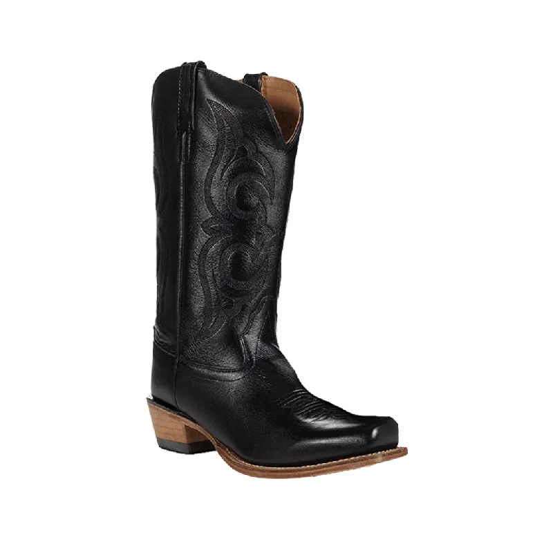 Old West Black Womens Leather 12in Cowboy Boots