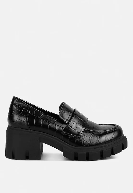 benz chunky block heel loafers