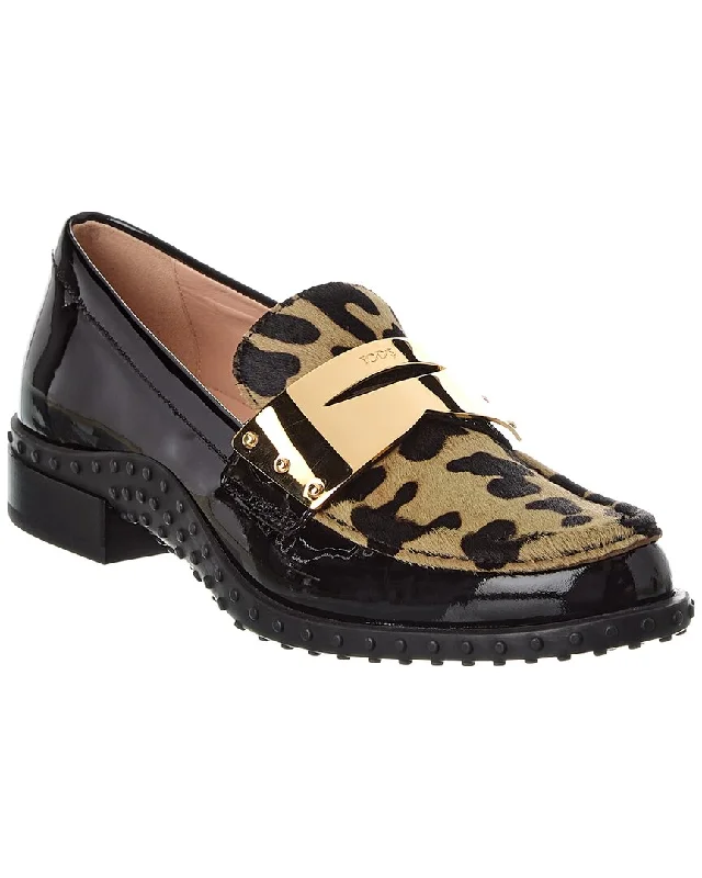 TOD’s Gomma Haircalf & Patent Loafer