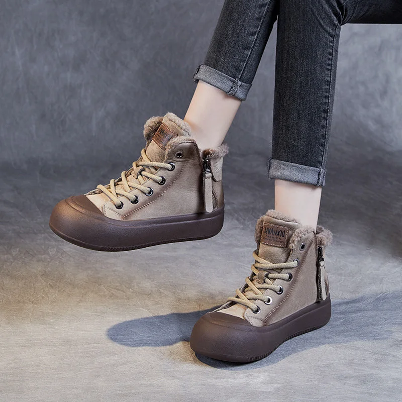 Women Winter Stylish Leather Warm Ankle Boots