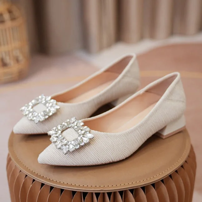 Womens Rhinestone Decor Point Toe Shoes