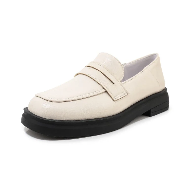 Ladies Round Toe Flat Platform Slip on Shoes