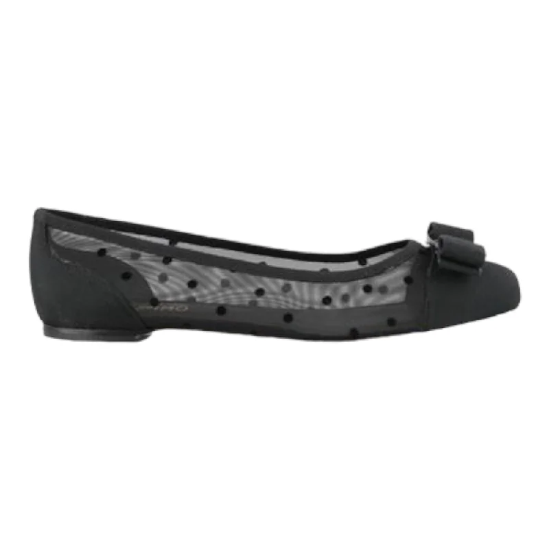 SALVATORE FERRAGAMO Varina Dots Women's 707708 Black Flats