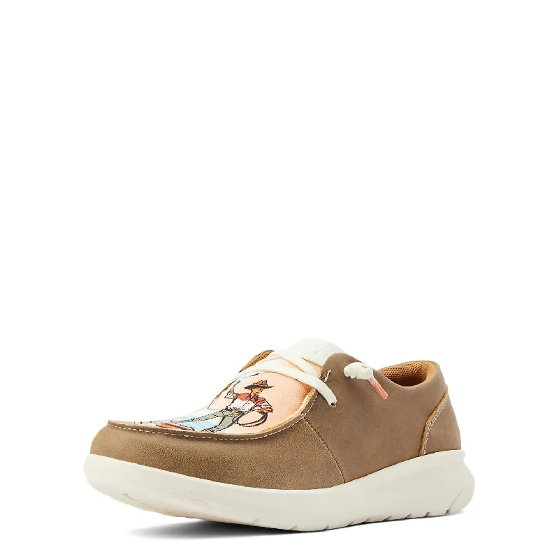 The Hilo Bomber/surfing Paniolo Print Shoe In Brown