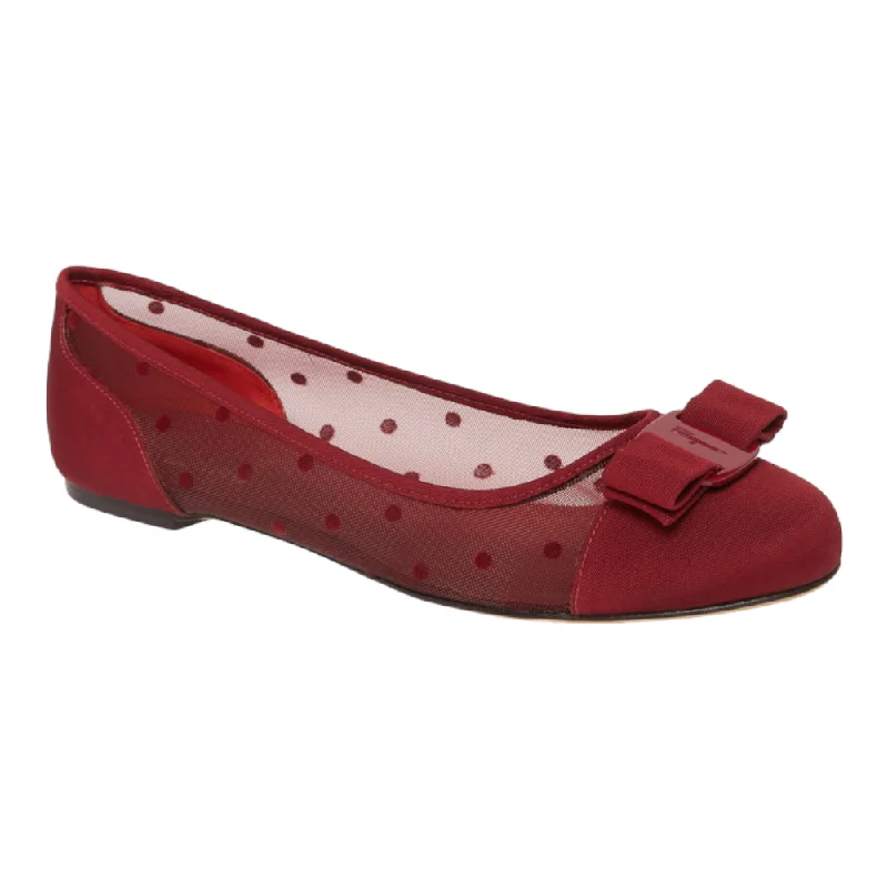 SALVATORE FERRAGAMO Varina Dots Women's 724119 Red Flats