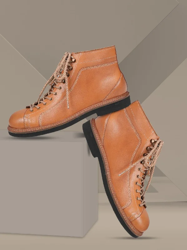 Ezok lace Up leather Boots for Men