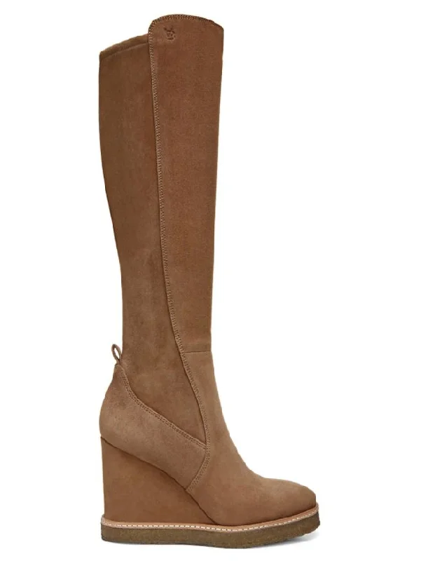 Andora Knee High Wedge Boot - Hazelwood Suede