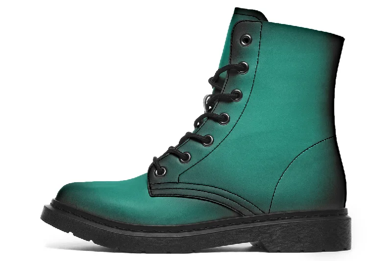 Enchanted Emerald Boots - Vegan Leather Doc-Style Boots with Durable Stitched on Soles