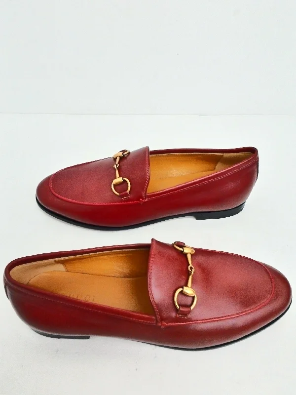 Gucci Women's New Jordaan Red Loafers Size 34.5