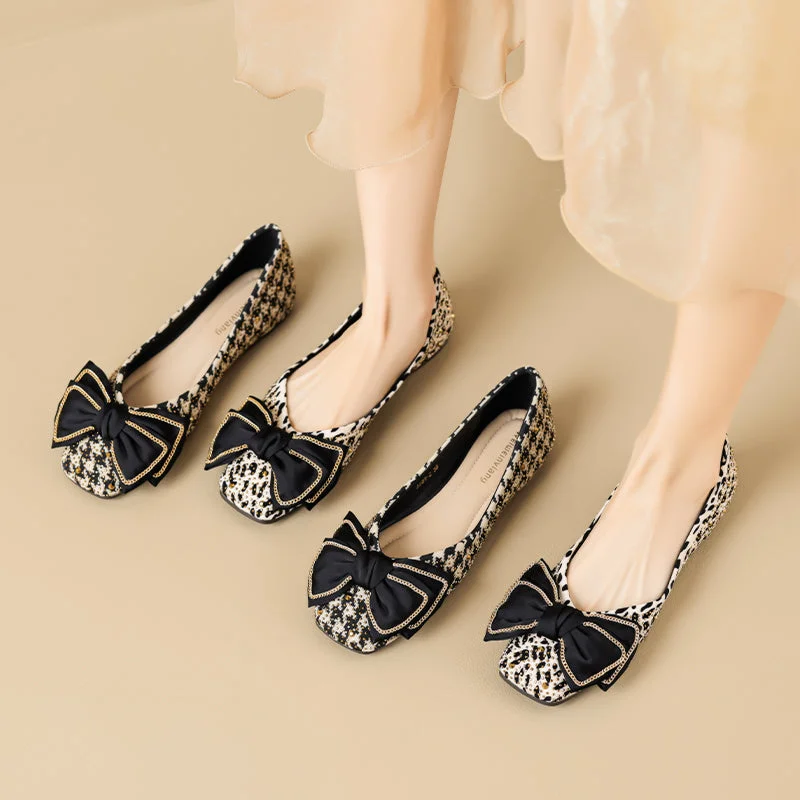 Women Fashion Bowknot Soft Leather Flats