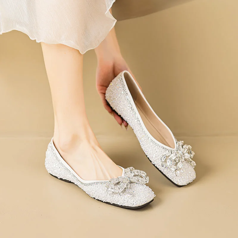 Women Stylish Crystal Casual Soft Flats