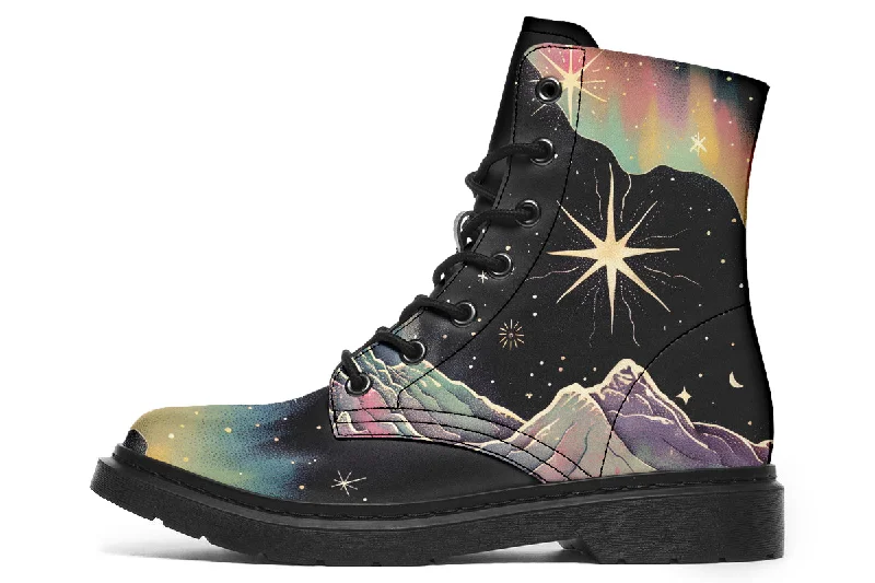 Northern Lights Boots - Vegan Leather Doc-Style Boots with Durable Stitched on Soles