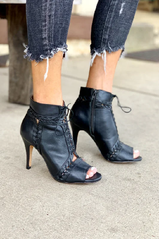 Magan Lace Up Peep Toe Bootie