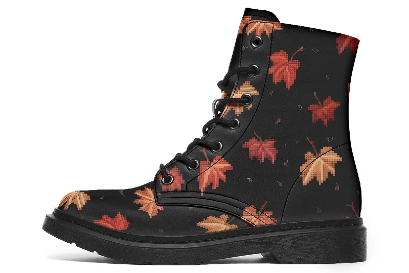 Cozy Autumn Boots - Vegan Leather Doc-Style Boots with Durable Stitched on Soles