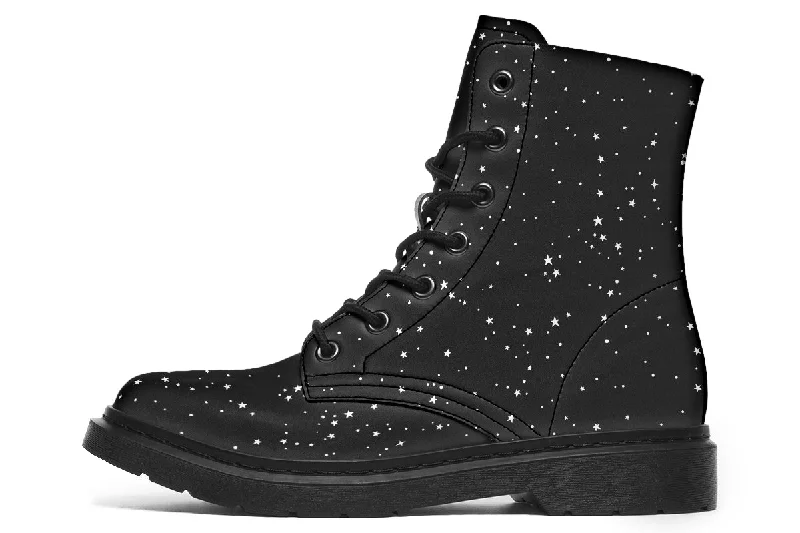 Starry Night Boots - Vegan Leather Doc-Style Boots with Durable Stitched on Soles