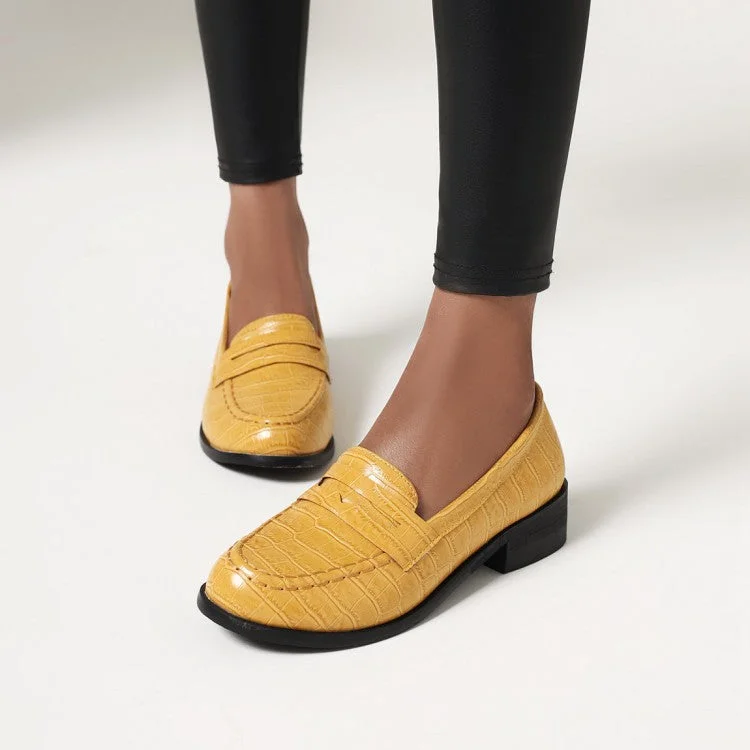 Women's Crocodile Pattern Slip-On Loafers