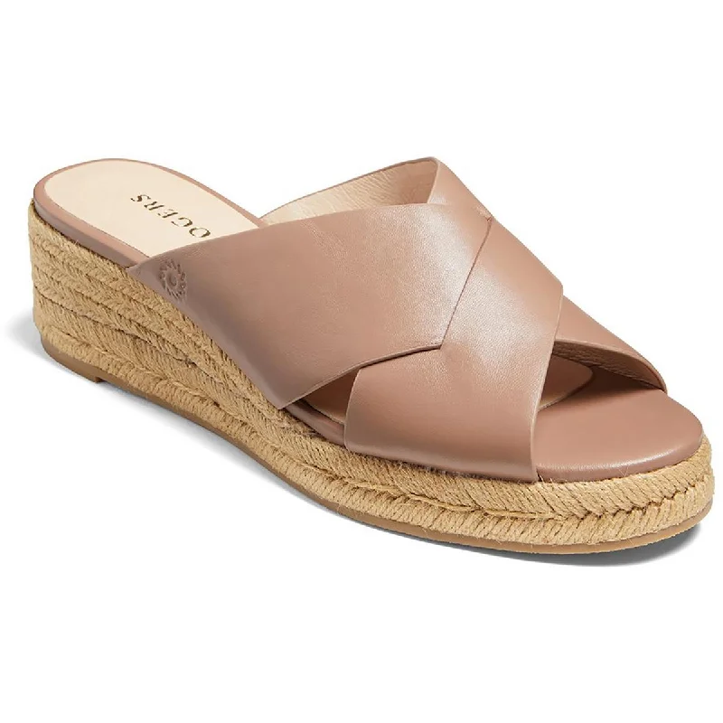 Jack Rogers Womens Slotted Sloan Leather Slip-On Wedge Sandals