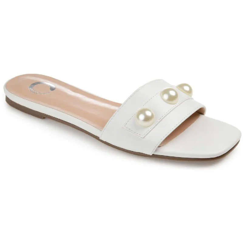 Journee Collection Womens Slip On Open Toe Slide Sandals