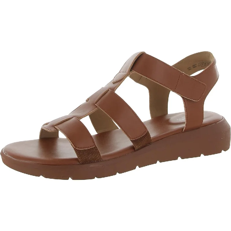 Rockport Womens Abbie Faux Leather Casual T-Strap Sandals