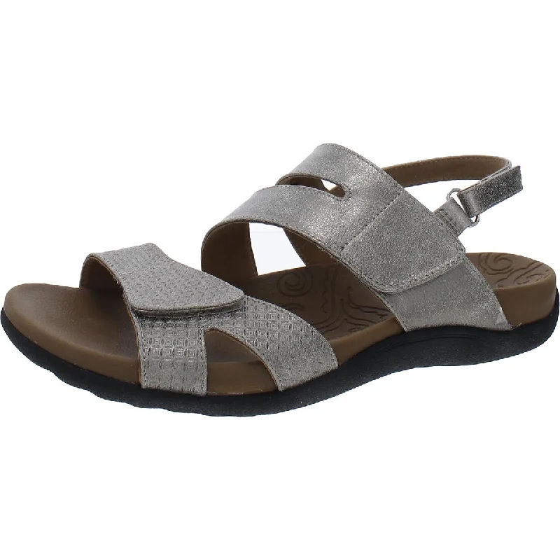 Rockport Womens Ridge Faux Leather Metallic Slingback Sandals