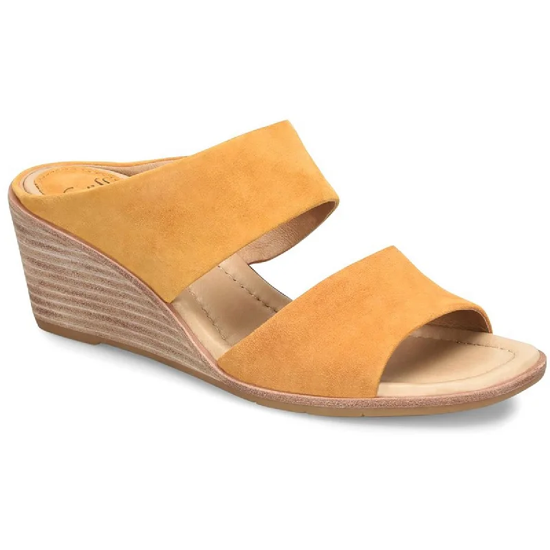 Sofft Womens Ginetta Suede Slip-On Wedge Sandals