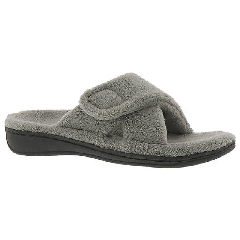 Vionic Womens Relax Terry Cloth Wedge Slide Sandals