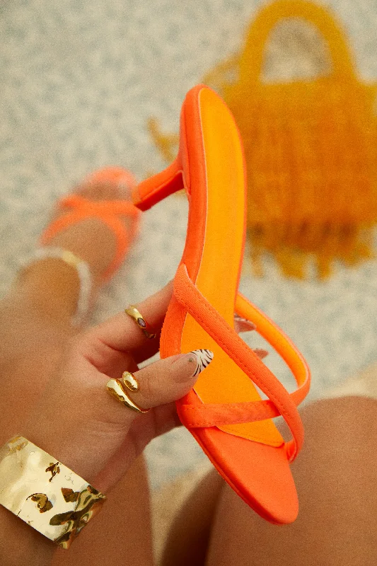 Aylina Kitten Heel Mules - Orange