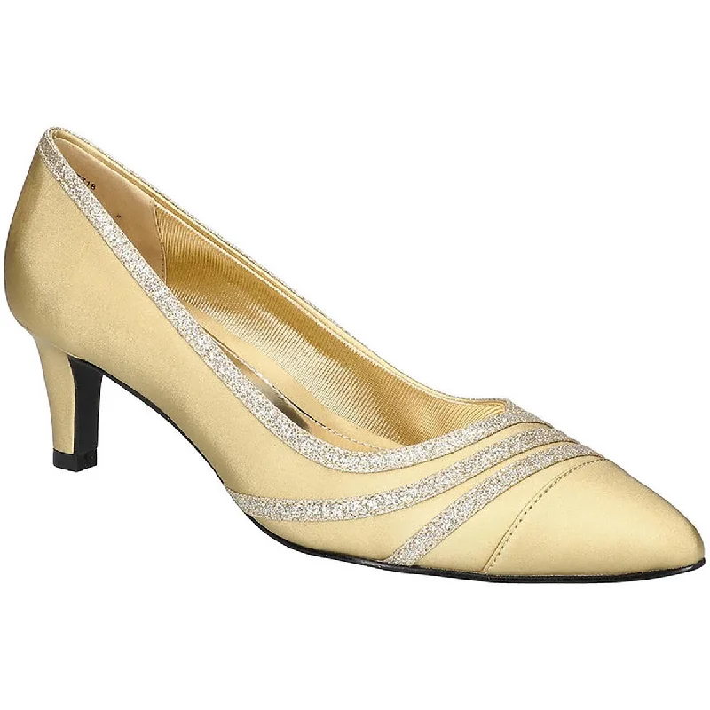 Easy Street Womens Nobel Glitter Pointed Toe Pumps