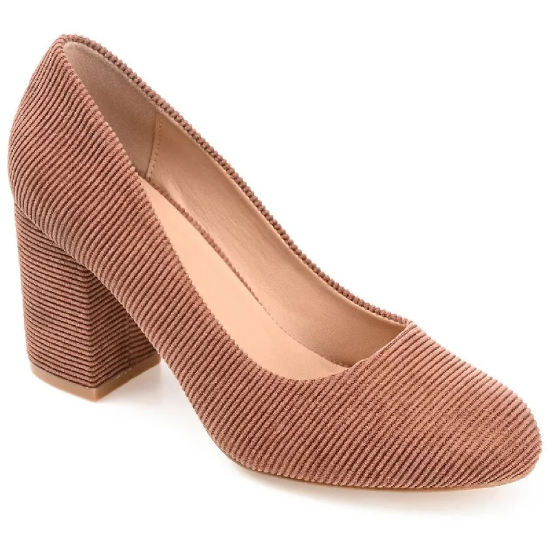 Journee Collection Womens Fai Corduroy Slip On Block Heels