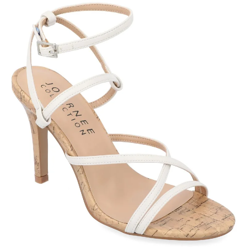 Journee Collection Womens Fylissa Faux Leather Open Toe Ankle Strap