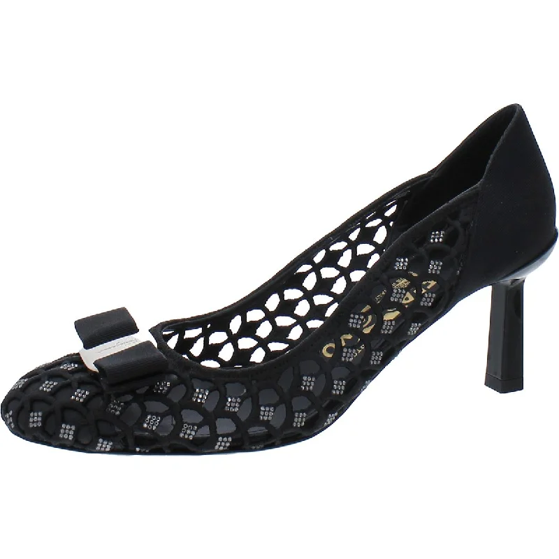 Salvatore Ferragamo Womens Carla Bump Cut-Out Embellished Pumps