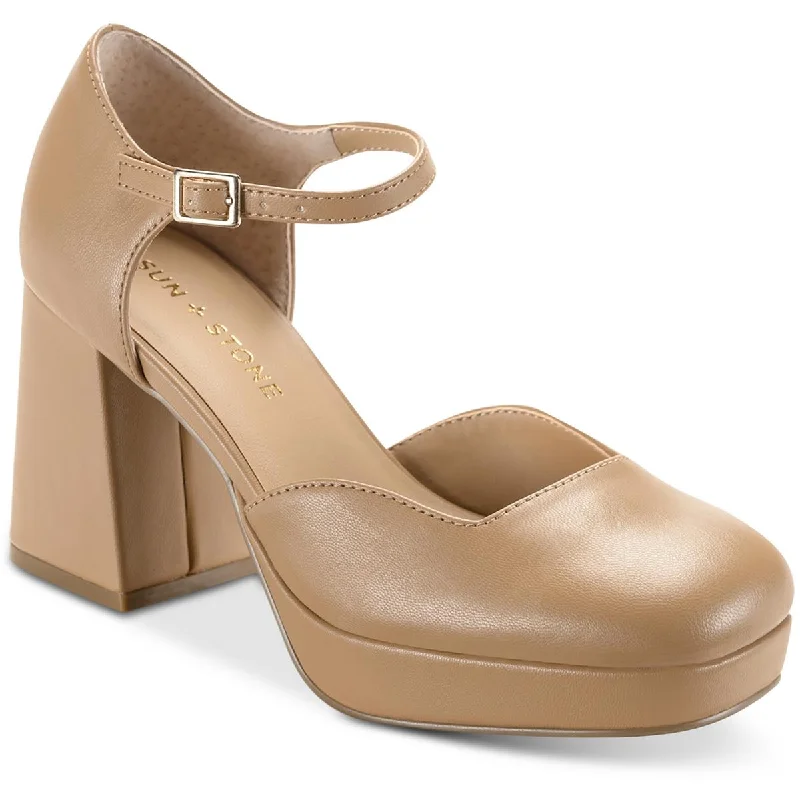 Sun + Stone Womens Viennaa Patent Square Toe Mary Jane Heels