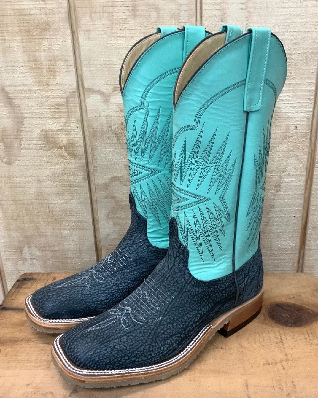 Anderson Bean Women's Gun Powder Poseidon & Mint Glove Square Toe Cowgirl Boots 330491