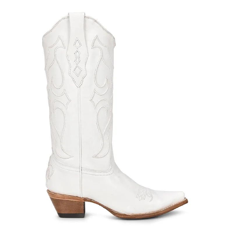 Corral Womens Z5046 White Leather 13in Wedding Cowboy Boots