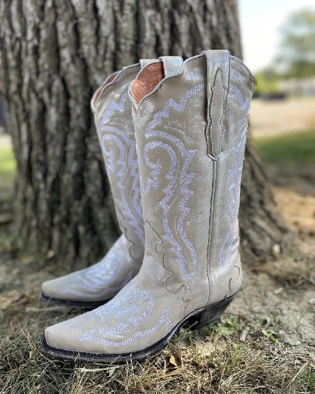 Dan Post Ladies Frost Bite Off White/ Silver Snip Toe Cowgirl Boots DP4303