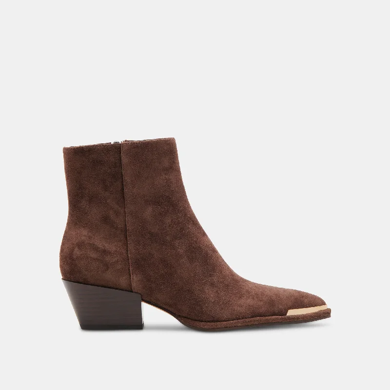 NONAH BOOTIES DK BROWN SUEDE