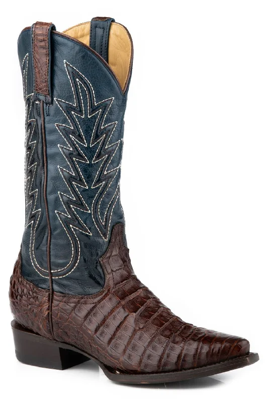 Stetson Womens Adi Brown Caiman Cowboy Boots